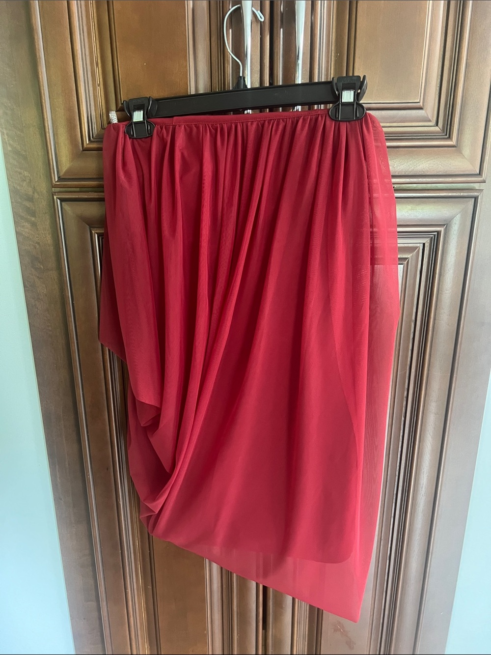 Mistress Rocks Red Draped Midi Skirt - Women